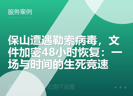 保山遭遇勒索病毒，文件加密48小时恢复：一场与时间的生死竞速
