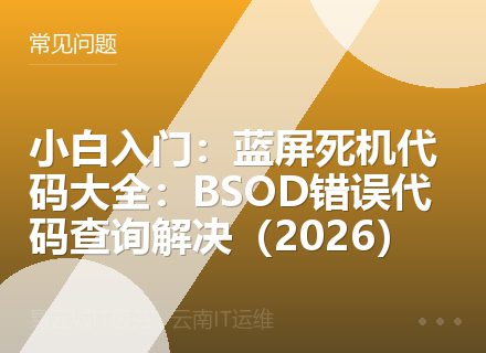 小白入门：蓝屏死机代码大全：BSOD错误代码查询解决（2026）