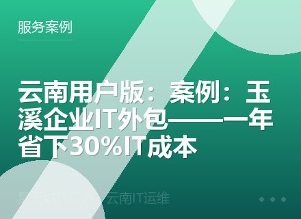 云南用户版：案例：玉溪企业IT外包——一年省下30%IT成本