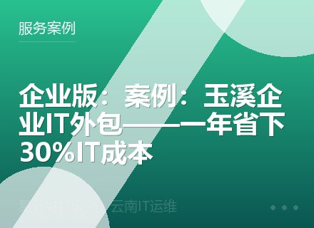 企业版：案例：玉溪企业IT外包——一年省下30%IT成本