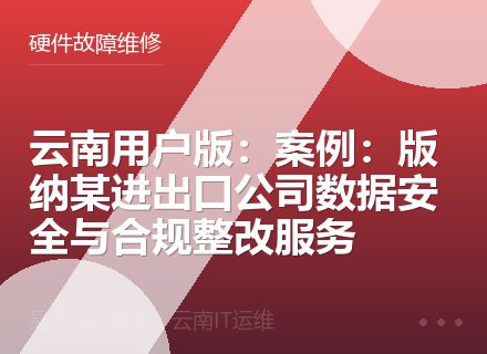 云南用户版：案例：版纳某进出口公司数据安全与合规整改服务