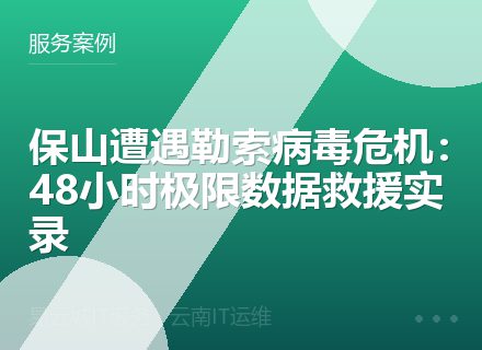 保山遭遇勒索病毒危机：48小时极限数据救援实录
