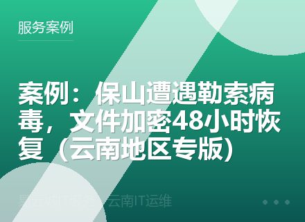 案例：保山遭遇勒索病毒，文件加密48小时恢复（云南地区专版）