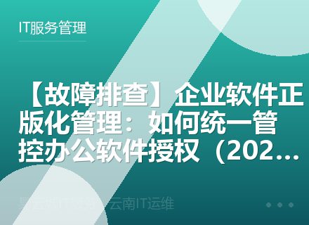 【故障排查】企业软件正版化管理：如何统一管控办公软件授权（2026）