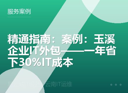精通指南：案例：玉溪企业IT外包——一年省下30%IT成本