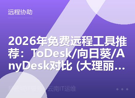 2026年免费远程工具推荐：ToDesk/向日葵/AnyDesk对比 (大理丽江适用)