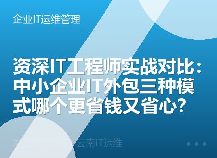 资深IT工程师实战对比：中小企业IT外包三种模式哪个更省钱又省心？