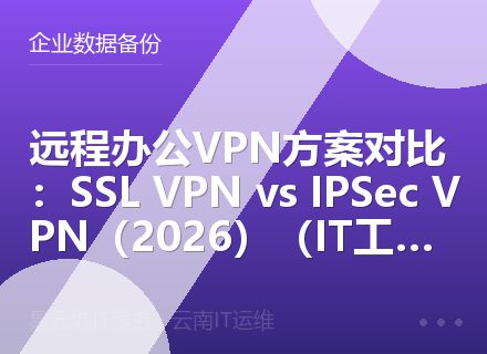 远程办公VPN方案对比：SSL VPN vs IPSec VPN（2026）（IT工程师推荐）