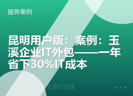 昆明用户版：案例：玉溪企业IT外包——一年省下30%IT成本