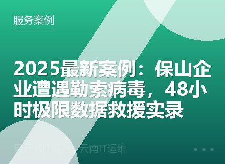 2025最新案例：保山企业遭遇勒索病毒，48小时极限数据救援实录