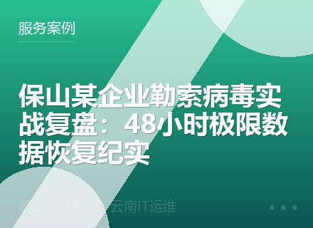 保山某企业勒索病毒实战复盘：48小时极限数据恢复纪实