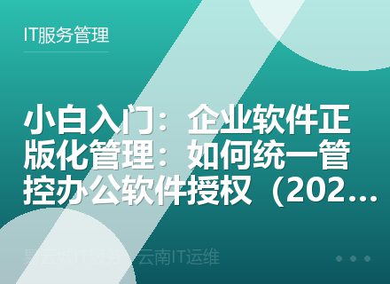 小白入门：企业软件正版化管理：如何统一管控办公软件授权（2026）