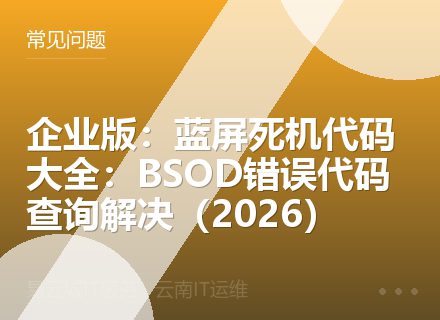 企业版：蓝屏死机代码大全：BSOD错误代码查询解决（2026）