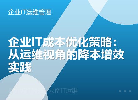 企业IT成本优化策略：从运维视角的降本增效实践