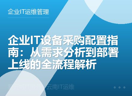 企业IT设备采购配置指南：从需求分析到部署上线的全流程解析